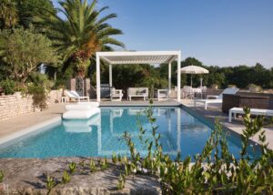 photo immobilier prestige Salon piscine palmier